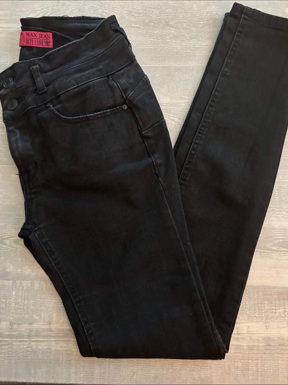 Wax Jean "Butt, I Love You!" Black Skinny Jeans, Size 5